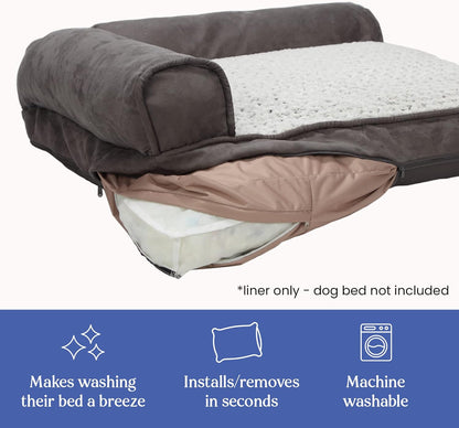 Dog Bed Cover – Waterproof Cover for Dog Bed – Heavy Duty, Machine Washable Zippered Liner – Durable, USA-Made Fabric for Pets – Ideal Pet Bedding Protector for Accidents and Messes - Medium (Tan)