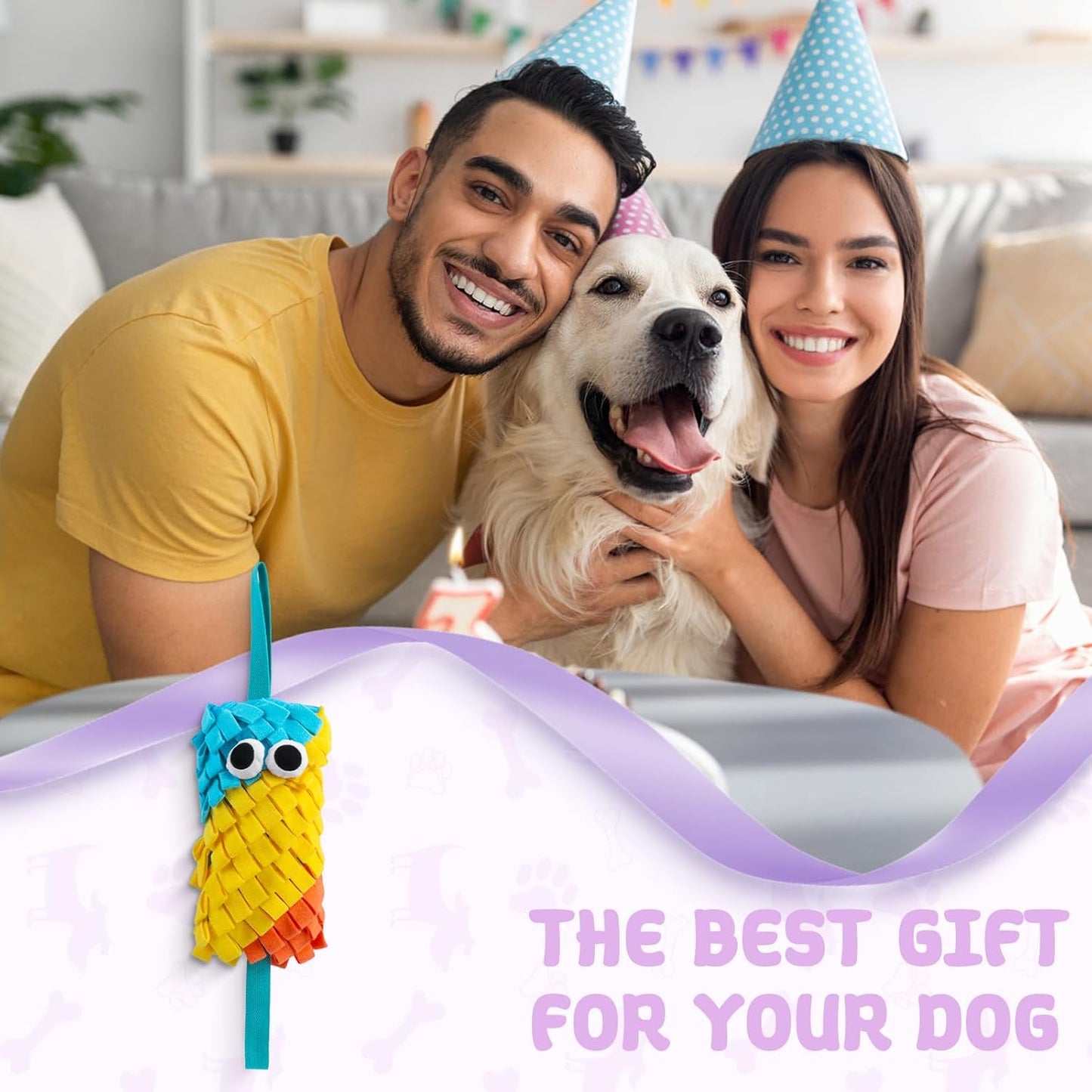 Dog Tug Toy, Squeaky Dog Toys with 2 Handles, Perfect for Interactive Tug of War, Fetch & Puppy Training, Durable Pull Rope Toy for Small Medium Dogs (Yellow)