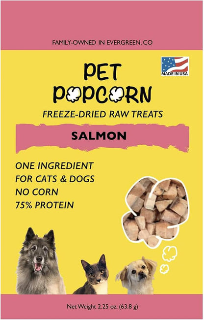 Freeze-Dried Raw Treats - Salmon - 2.5oz Bag, Dog & Cat Snacks, Single Ingredient, Natural, Pet Food Topper-Reward, Protein‑Packed Fish