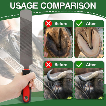 USUNFARN 12 Inches Hoof Rasp for Horses,Carbon Steel Hoof Picks for Horses with Rubber Handle,Double-Sided Hoof Farrier Rasp,Suitable for Horse/Goat/Cow/Donkey/Animal Hooves Farrier Tools (12 Inch)