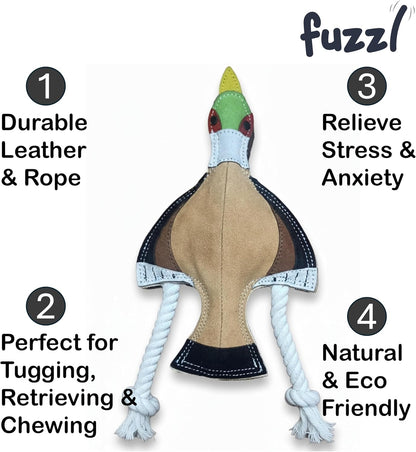 Eco Leather Pip Pheasant Toy Natural and Tough Dog Toys - Long Lasting Chew Toys for Aggressive Chewers - Strong Dog Toy for Dogs and Puppy