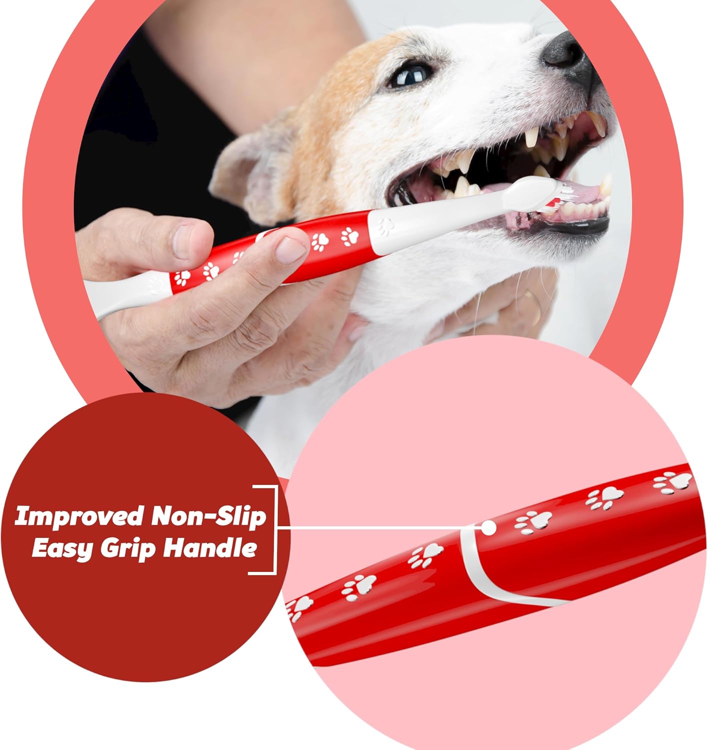 Pets & Pupps Pet Toothbrush for Dogs, Cats with Soft Bristles - Easy Teeth Cleaning & Dental Care, Non Slip Dual Head Dog Toothbrush