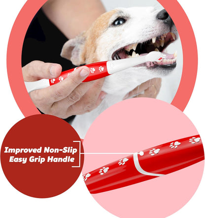 Pets & Pupps Pet Toothbrush for Dogs, Cats with Soft Bristles - Easy Teeth Cleaning & Dental Care, Non Slip Dual Head Dog Toothbrush