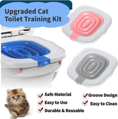 Cat Toilet Training Kit,Upgraded Cat Toilet Training Systems,Universal Reusable Trainer for Pet (Upgraded-Pink)