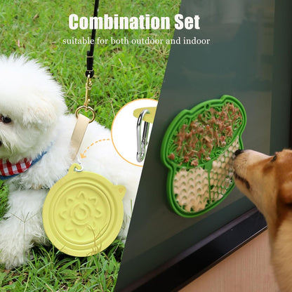 Dog Licking Pad Set | Pet Bathing & Grooming Distraction Tool | Food-Grade Silicone Slow Feeding Pad | Relieves Anxiety & Boredom | Suitable for Cats & Dogs (Blue + Green + Yellow)