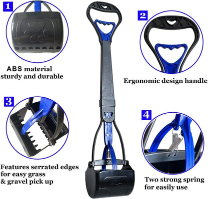 Non-Breakable Pooper Scooper for Large Medium & Small Dogs Heavy Duty, 28“Long Handled Dog Poop Scooper for Grass,Durable Dog Poop Pick Up Tool, Poop Grabber