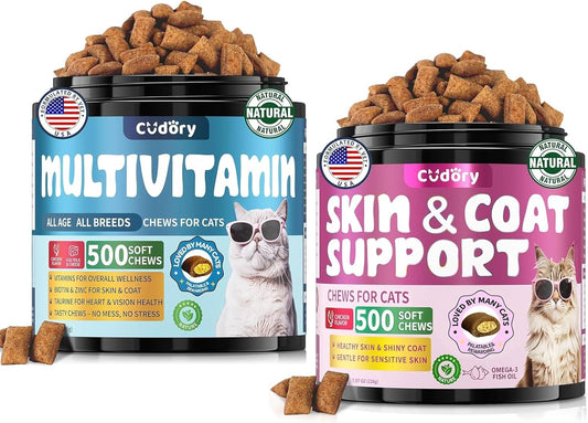 Natural Skin and Coat Support for Cats Cat Multivitamin, Crunchy & Creamy Cheese Chew