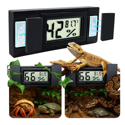 2pcs Magnetic Reptile Thermometer and Humidity Gauge,Fast Accurate Hygrometer Thermometers Terrarium Tank Accessories,for Bearded Dragon,Jumping Spider,Snake,Tortoise,Crab,Ball Python,Gecko (Black)