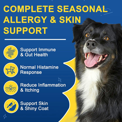Dog Allergy Relief Chews, Itch Relief for Dogs, Colostrum, Probiotics for Dogs Support Immunity, Omega 3, Honey for Dry & Itchy Skin Relief, Seasonal Allergy, Pawlicking, Hot Spot Treatment, 120 Bites