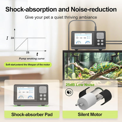 J&A Smart Reptile Mister, Automatic Misting System for Tanks - Programable Timer with Temperature/Humidity Probe, Ideal for Reptile Habitat (Black)