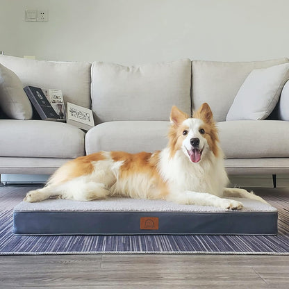 Sunheir Washable Large Dog Bed Covers Soft Plush Replacement, Waterproof Dog Bed Liner, Pet Bed Cover with Zipper 35x22x3 Inches, Grey, Cover Only