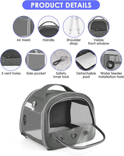 Bissap Guinea Pig Carrier Bag, Portable Small Animal Carrier Pouch for Hamster Chinchilla Rabbit Gerbil Hedgehog Sugar Glider Outgoing Travel Carrying Case - Grey