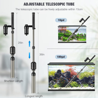 AKKEE Aquarium Vacuum Gravel Cleaner, 18W Electric Fish Tank Cleaner Vacuum, 6 in 1 Multifunctional Aquarium Cleaner for Automatic Water Change, Wash Sand, Water Circulation and Timed Off