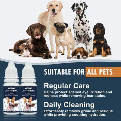 Dog Eye Drops, Cataract Drops for Dog & Cat Relieving Itching & Irritation, Gentle Daily Eye Drops for Dogs Eye Infection Treatment, Long-Lasting Relief for Dryness Pink Eyes Vision Clarity (2 X10ml)