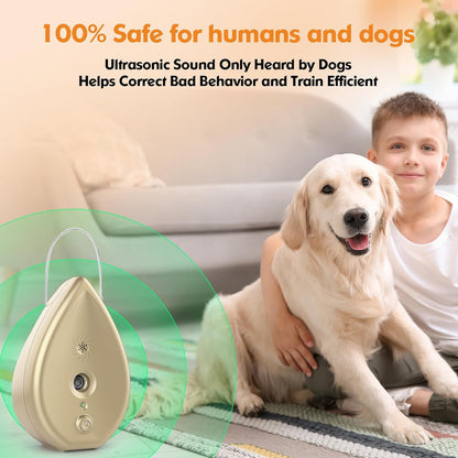 Anti Barking Device for Dogs Bark Box, Rechargeable Ultrasonic Barking Deterrent Devices with 3 Modes/Irregular Ultrasound Frequency/Automatically Electronic Dog Whistle Neighbors Dog Silencer(Gold)