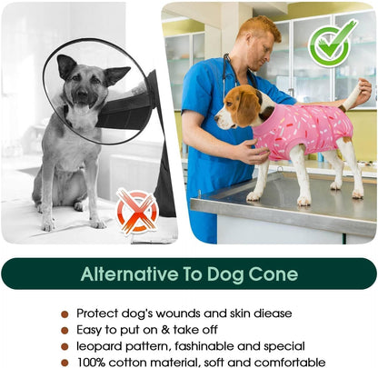 Kuoser Recovery Suit for Dogs, Dog Recovery Suit Female Doggie Onesie for Surgery, Post-Op Onesie for Female & Male Dogs, Soft Protective Wear, PinkRibbon M