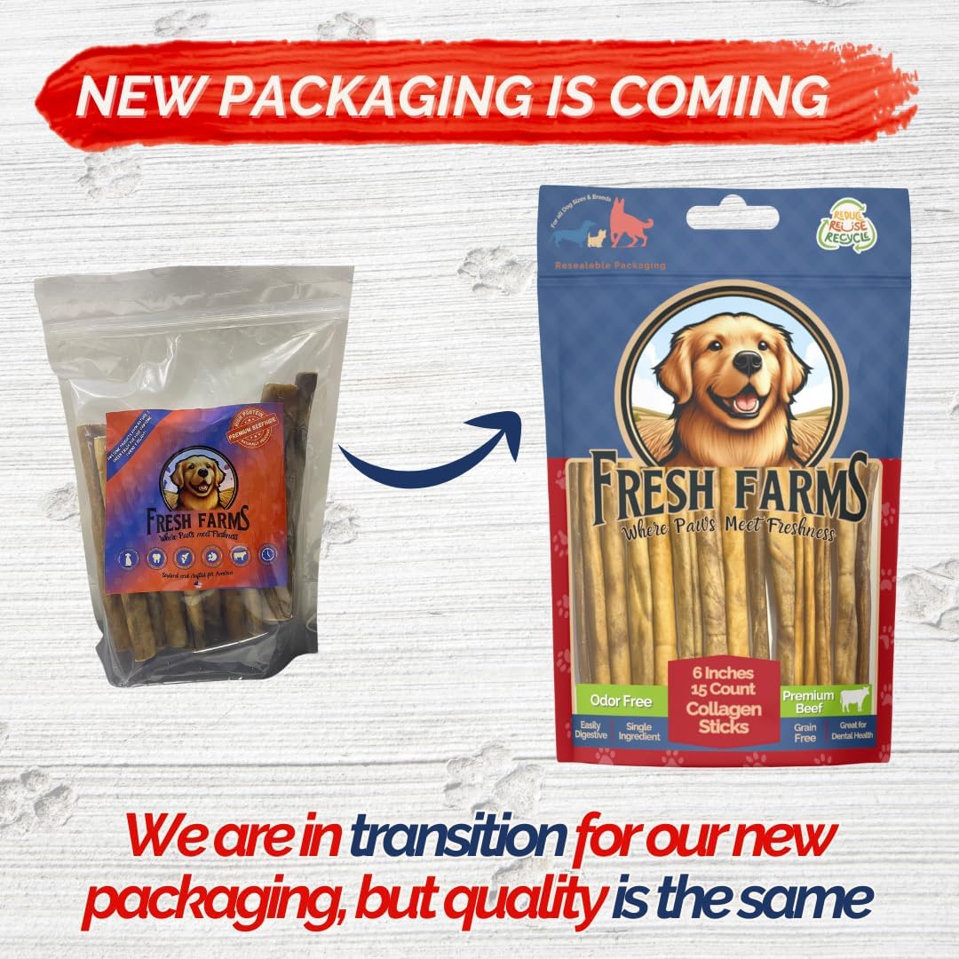 Natural Collagen Sticks for Dogs 12 Pack - 12 Inches Long-Lasting Alternative to Bully Sticks, Rawhide-Free Collagen Chews w/Chondroitin & Glucosamine for Joint Support & Dental Health