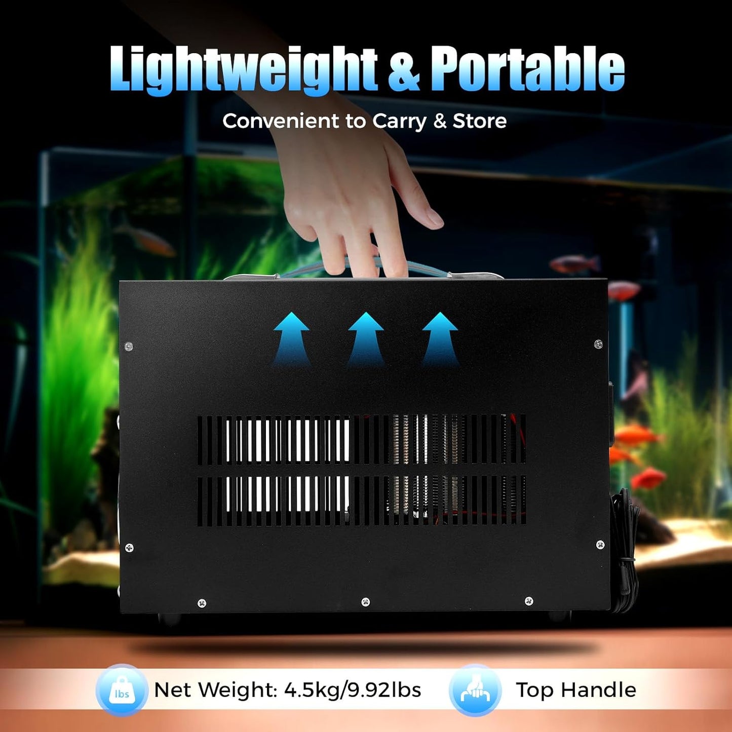 60L/15.85Gal Aquarium Chiller, 200W 110V Water Inline Chiller Cooling Machine with Temperature Probe Line, Fish Tank Cooler for Axolotl Coral Jellyfish