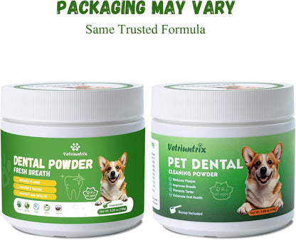 Dog Dental Care Powder - 300g Teeth Cleaning Powder for Dogs with Probiotic, Plaque & Tartar Control with Natural Enzymes, Fresh Breath for Small Medium Large Dogs