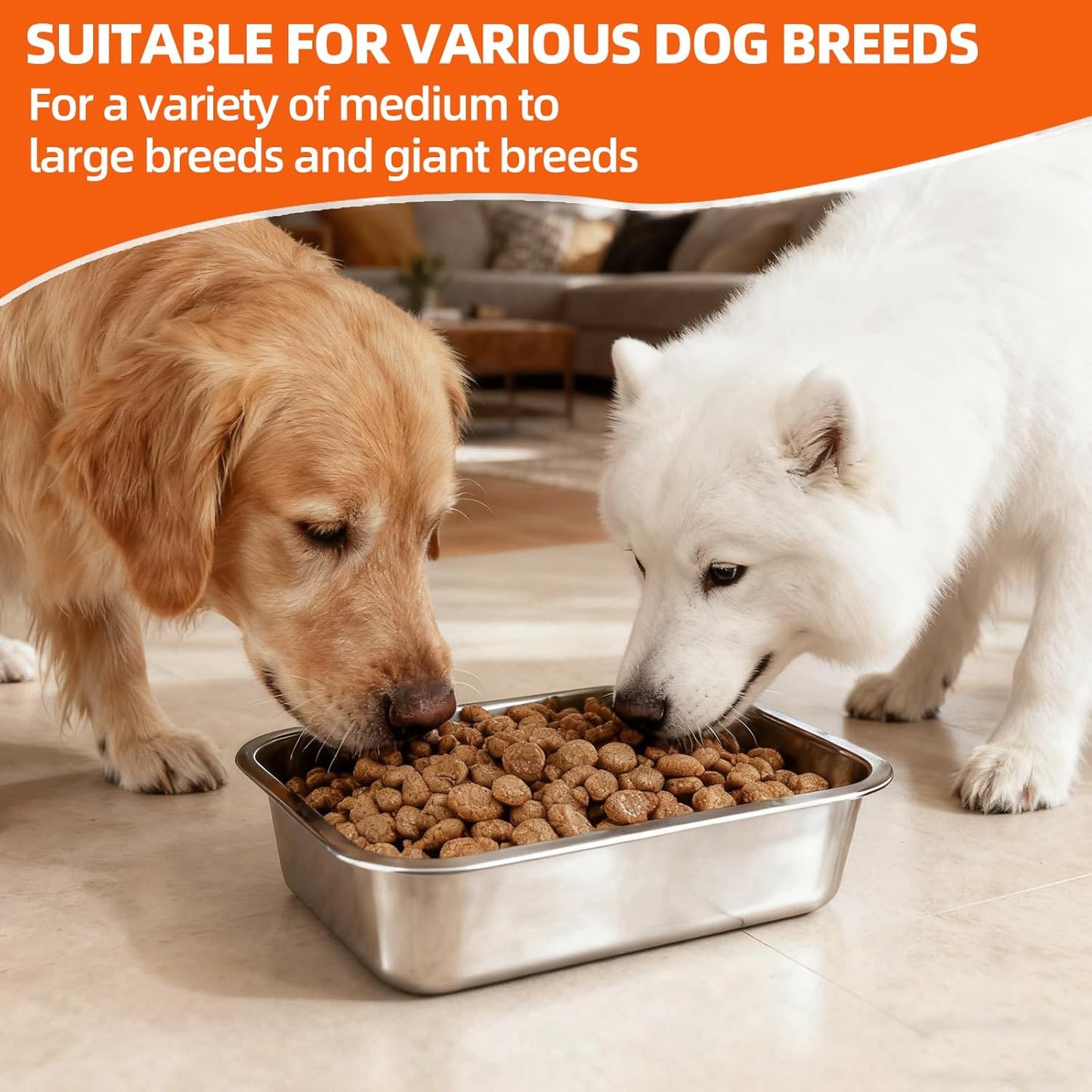 Stainless Steel Dog Bowl 1.25 Gallons - Large Metal Pet Food and Water Bowl, No-Spill Design for Big, X-Large Dogs & Cats, Perfect for Indoor and Outdoor Use (1.25 Gallons)