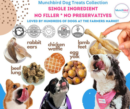 Munchbird Lamb Trotter Dehydrated Dog Treats Natural Glucosamine for Dogs Chondroitin for HIPS and Joints Lean Hypoallergenic Protein Rawhide Free. Alternative to Duck Feet Lamb Ears (4.5 oz)