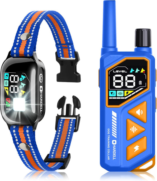 2-in-1 Dog Shock Collar and Bark Collar with Remote Control, Dog Training Collar Remote 3300FT, IP67 Waterproof, Dog Shock Collar for Large Medium Small Size Dog, Dog Bark Collar with Flashing Light