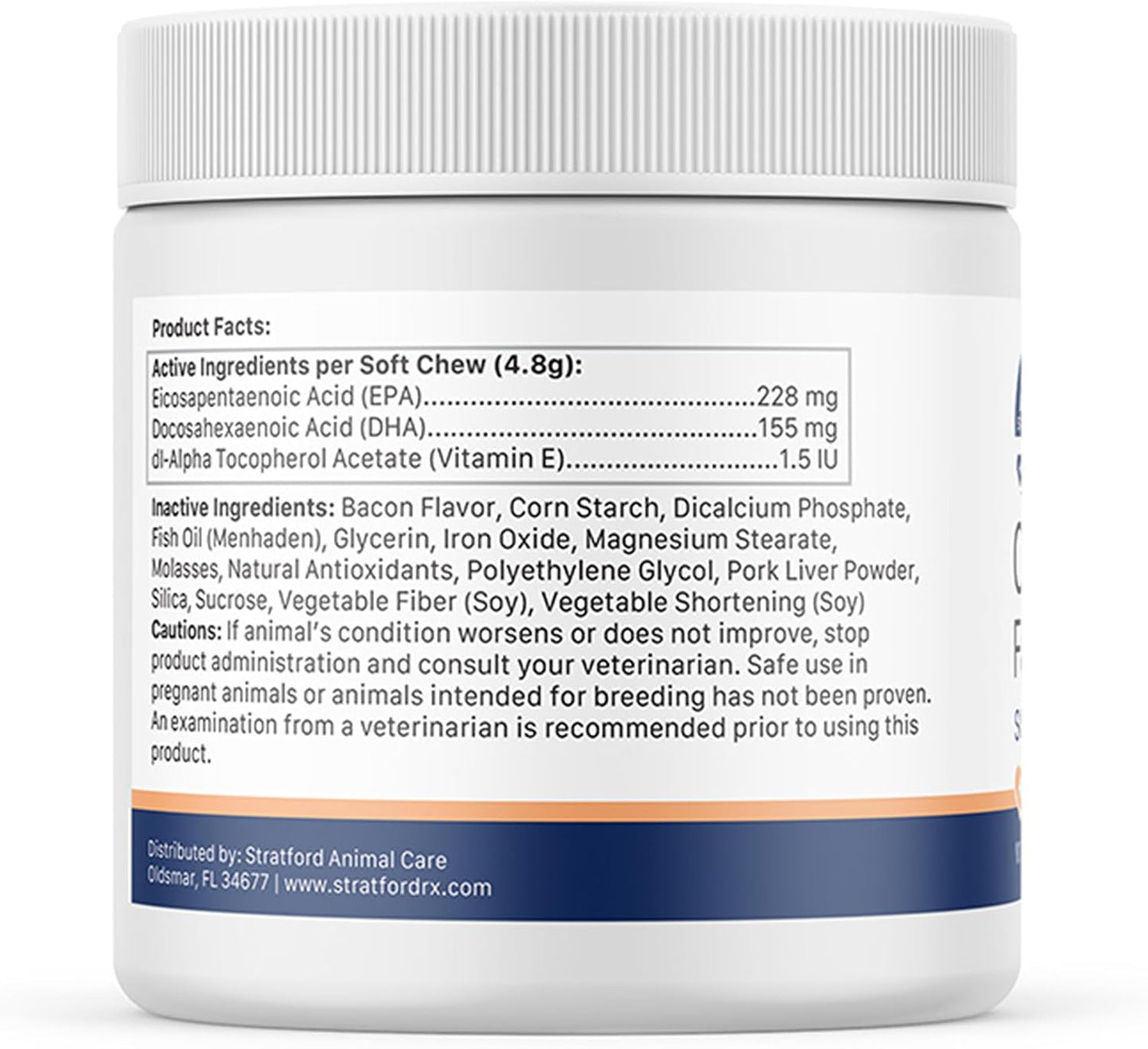 Stratford Pharmaceuticals EZ Chew Omega 3 Fatty Acid Soft Chew Max Strength - Dog Omega 3 Supplement - Soft Chew Treats with Fish Oil for Dogs - Small and Medium Dogs - 60 Soft Chews