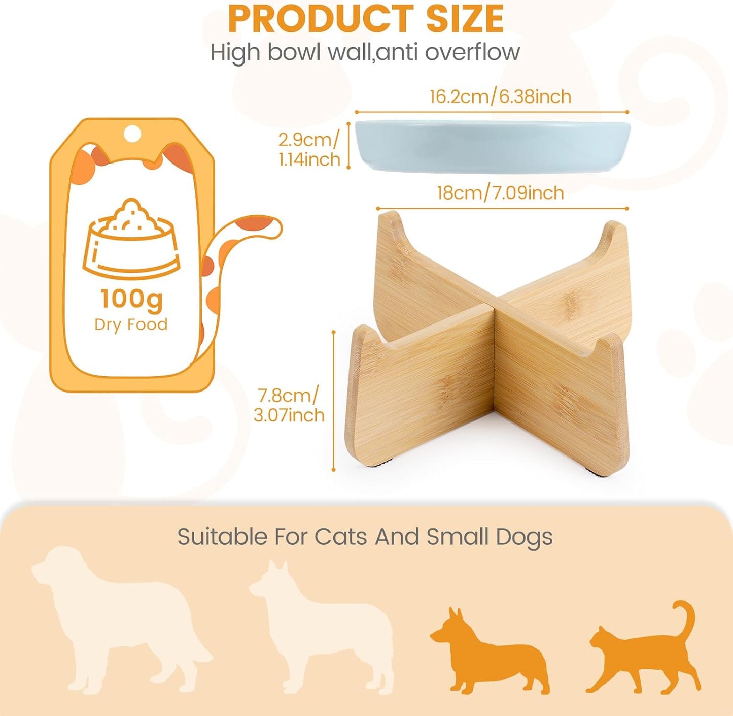 PETTOM Slow Feeder Cat Bowl with Stand, Ceramic Slow Eating Cat Bowl with Higher Edges Fish Pool Design Elevated Food Bowls for Dry and Wet Food Anti-Vomiting Puzzle Feeder for Healthy Eating Diet