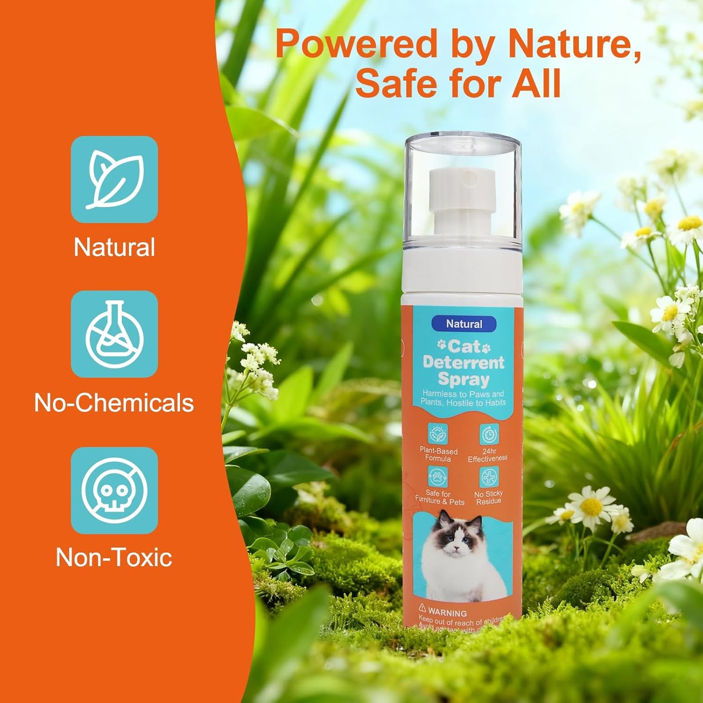 Cat Deterrent Spray, Natural Cat Repellent Spray with Citrus Scent, Indoor & Outdoor Traning Aid for Urine Marking & Anti-Scratch, Safe for Furniture, Plant & Rugs, (150ml/5.28oz)