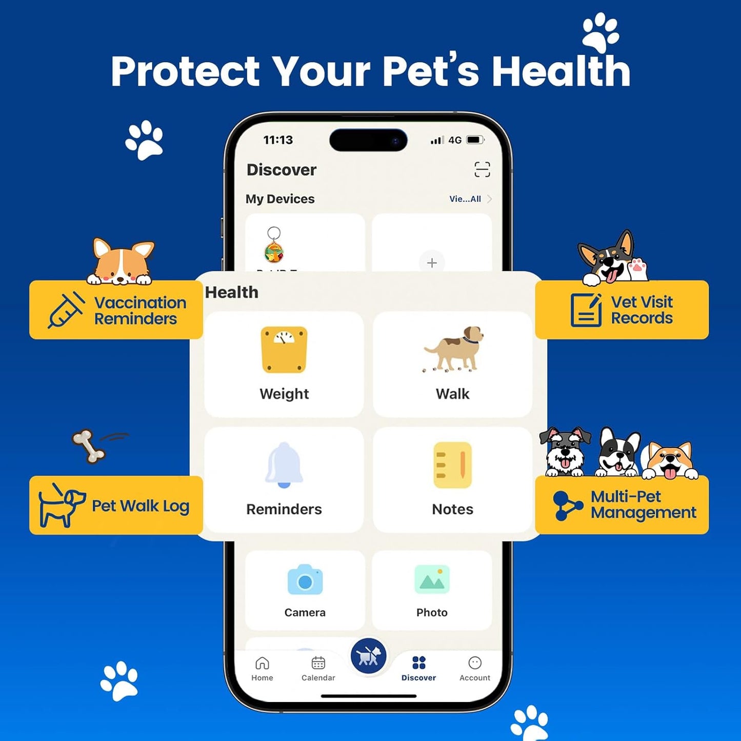 Smart QR Code Cat Tag – Customized Pet ID Tag with Online Editable Contact Info, Privacy Control, Lost & Found Alerts, Health Management, Stylish Pet Accessories & Gift Options,Blue, Cat Paw