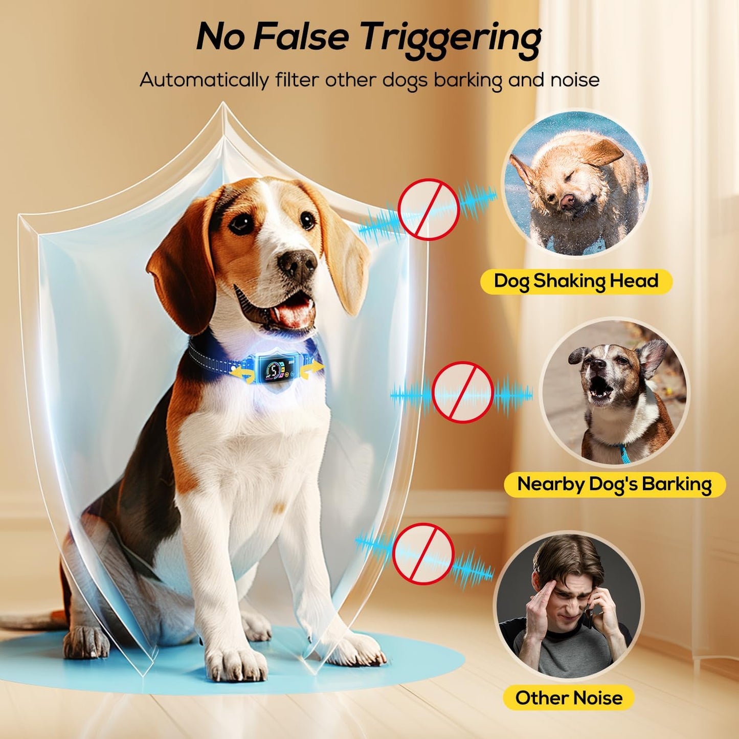 Bark Collar 2 Pack, Dog Bark Collar for Large Medium Small Dogs, Rechargeable Anti Barking Training Collar with Beep Vibration, Smart Collar with 5 Adjustable Sensitivity