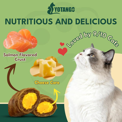 YOTANGO Cat Flea Treatment Crunchy & Creamy Chewables, 500 Chews Natural Flea and Tick Prevention for Cats + Skin and Coat Support, Daily Oral Supplement Chewables for Cats and Kittens (Salmon Flavor)