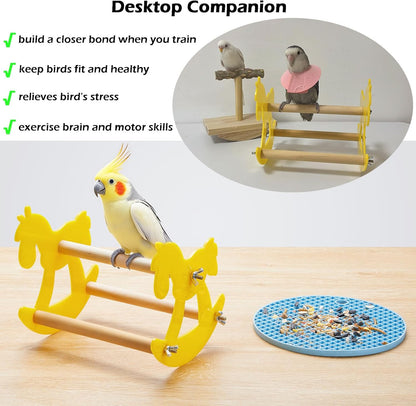 Bird Bed for Cage with Sturdy Bottom, Waterproof Bird Nest for Parakeet & Rocking Bird Perch Toy, Wooden Parrot Toys Training, Intelligence Bird Enrichment Toys for Cockatiels