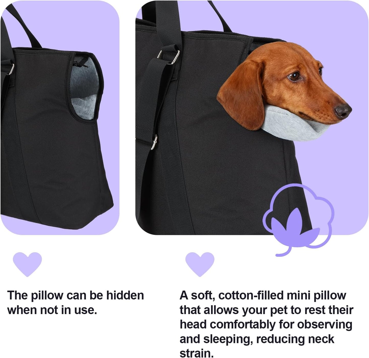 Ownpets Dog Purse Carrier, Carrier with Pockets for Medium Puppies, Airline Approved, Fits Up to 22 lbs, Cat and Dog Tote Bag, Women's Hands-Free Pet Carrier Bag, (Black)