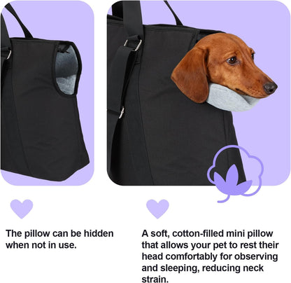 Ownpets Dog Purse Carrier, Carrier with Pockets for Medium Puppies, Airline Approved, Fits Up to 22 lbs, Cat and Dog Tote Bag, Women's Hands-Free Pet Carrier Bag, (Black)