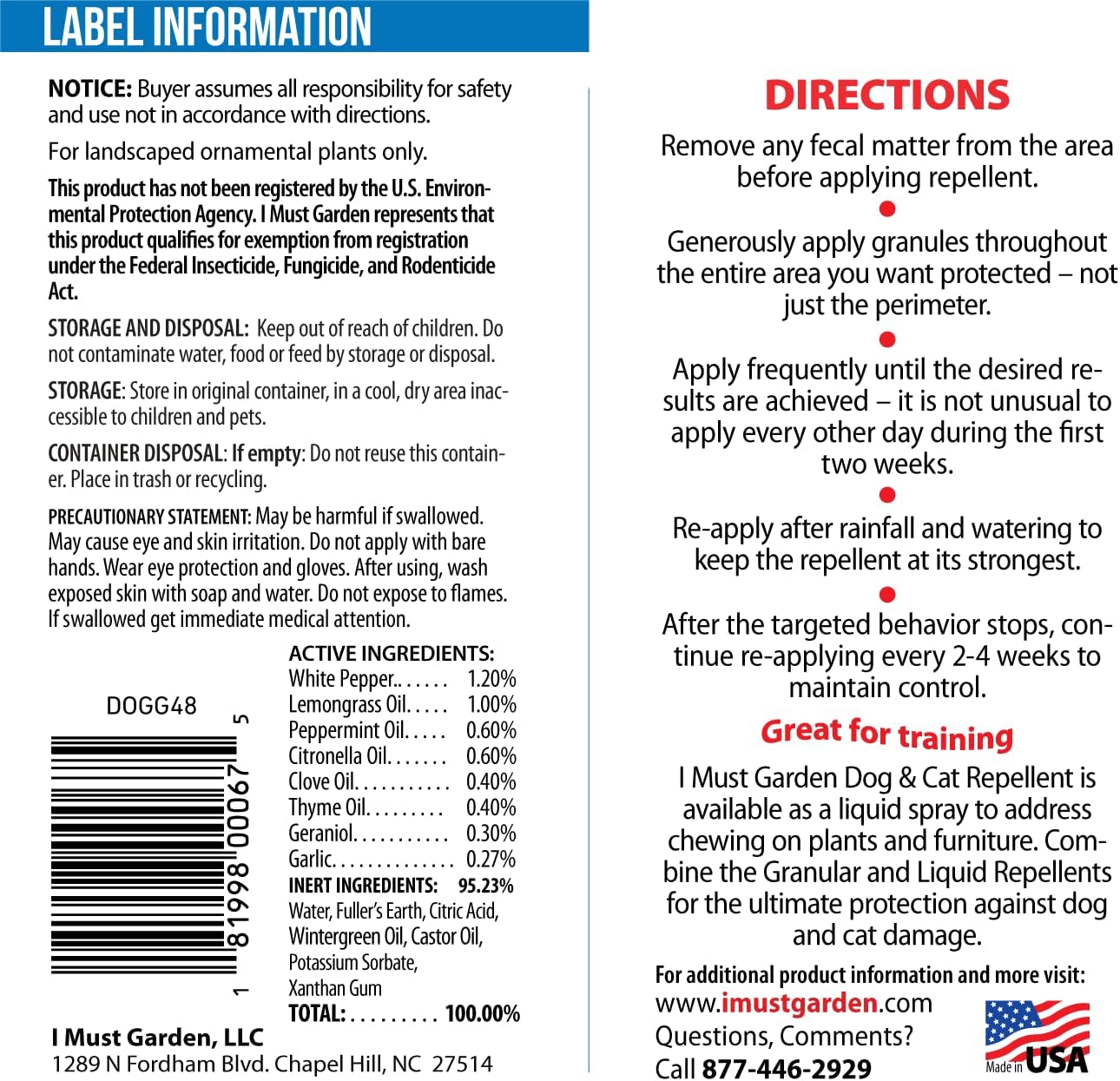 I Must Garden Dog & Cat Repellent - 3lb Granular - Natural & Pet Safe