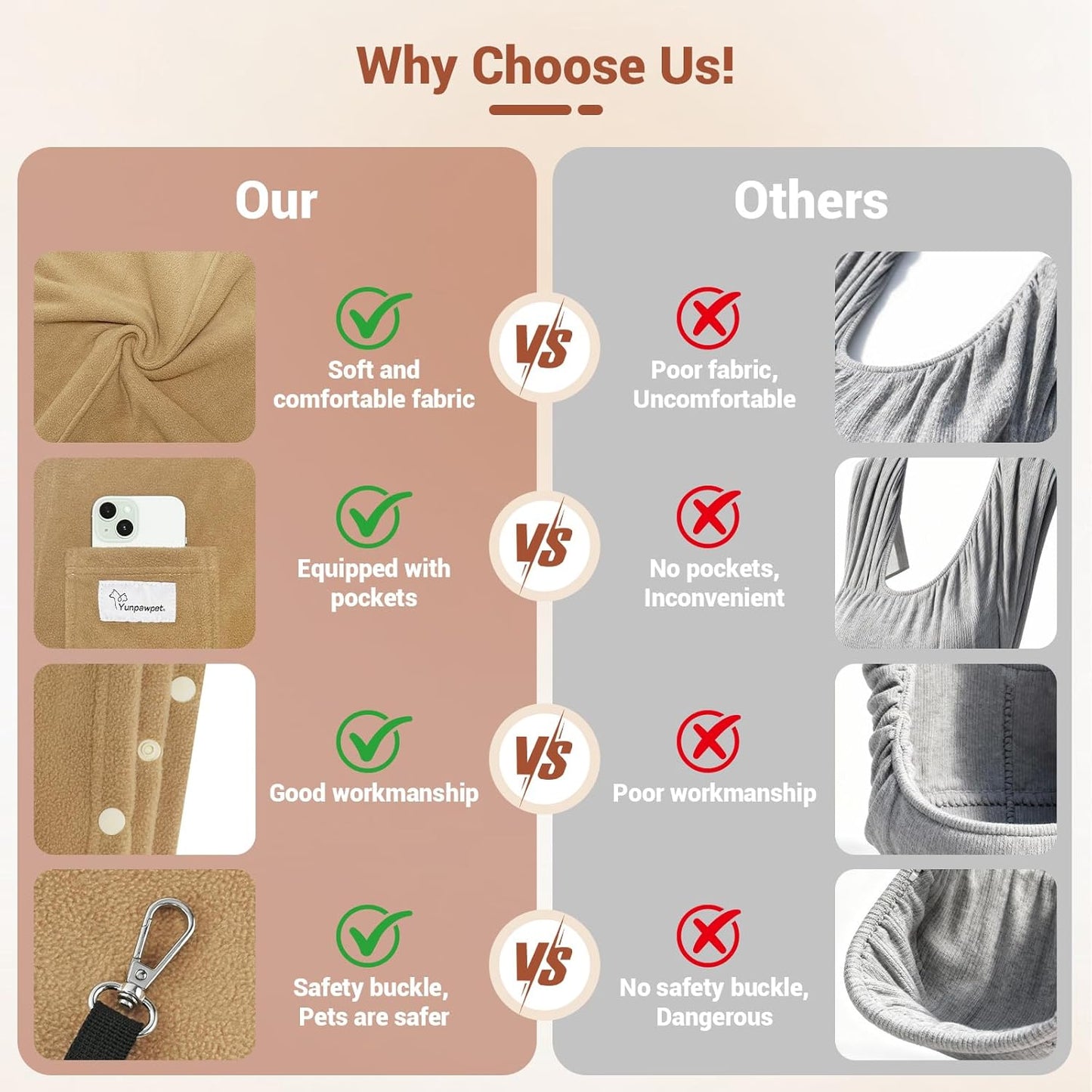 Dog Carrier Sling,Indoor Comfort Adjustable Cat Sling Carrier,with Front Pocket and Seat Belt Dog Carriers for Small Dogs Machine Washable,Suitable for Family Outdoor Use (Medium, Khaki)