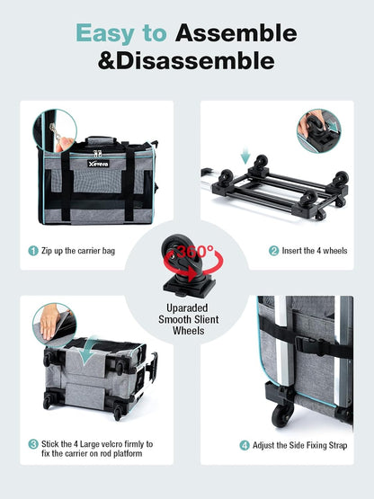 Cat Dog Carrier with Wheels（Total 5pcs - One for Replacement