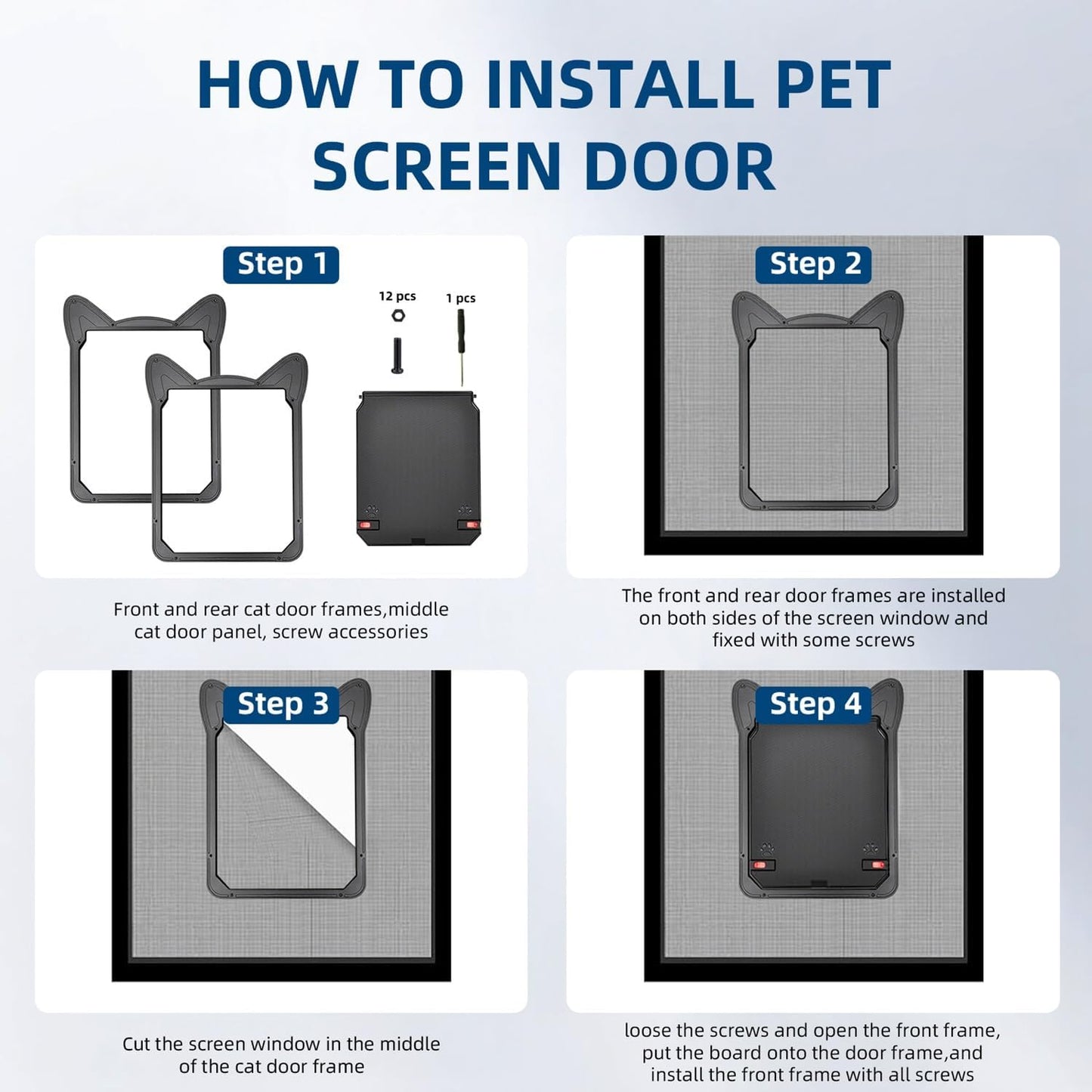 Pet Screen Door for Medium Dogs & Cats - Heavy Duty Magnetic Lockable Flap, Inside Door 10.12x8.15inch, Easy Install for Sliding Glass/Patio Doors Screen, Scratch-Resistant & Security Latch (Size L)