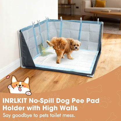 Dog Pee Pad Holder with High Walls, Portable Dog Litter Box for Inside Potty, Splash-Proof No Spill Pee Shield Pad Holder Tray for Puppies Small and Medium Dogs (Grey, Only Pee Pad Holder)