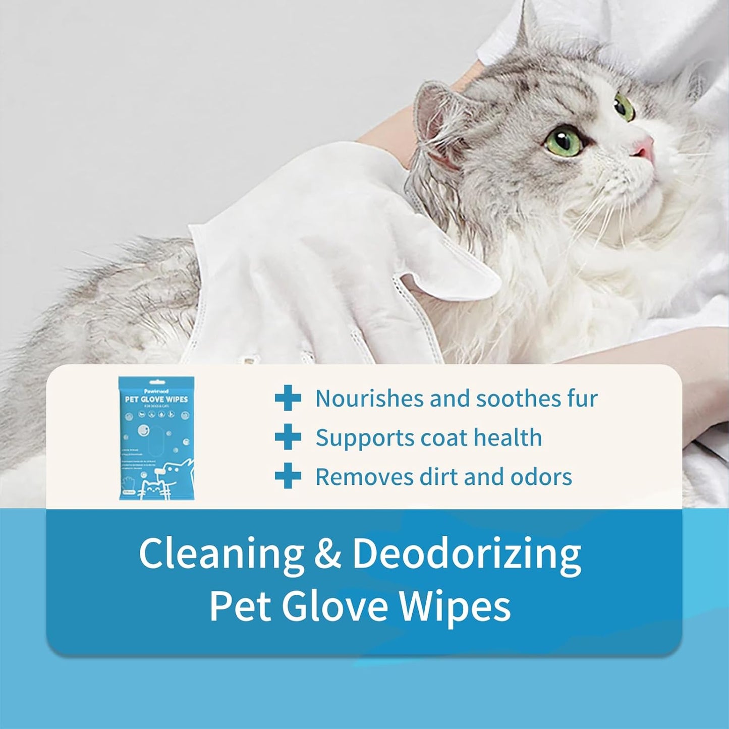 Pet Wipes for Dogs & Cats - Coconut Oil Grooming Wipes for Paws Face & Body, Deodorizing Hydrating Odor Control Waterless Bath Alternative (3 Pack)