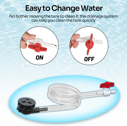 OIIBO 18 Gallon Turtle Tank, 30"×12"×12" Large Aquatic Turtle Tank Aquarium with Drainage System, Deep Leak-Proof Base Easy to Change Water Tortoise Habitat