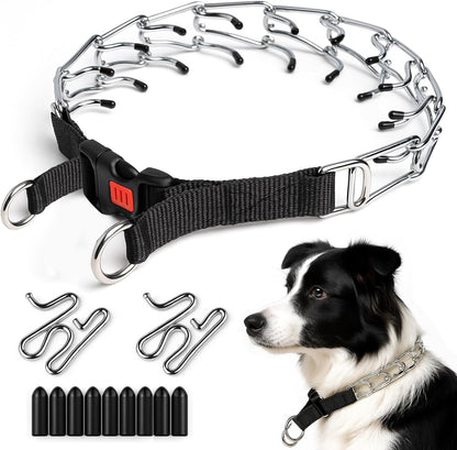 Adjustable Prong Collar for Large Dogs – Durable Metal Dog Collar with Quick Release Buckle, No-Pull Training Pinch Collar for Medium and Large Breeds (L, 20"-21.6")