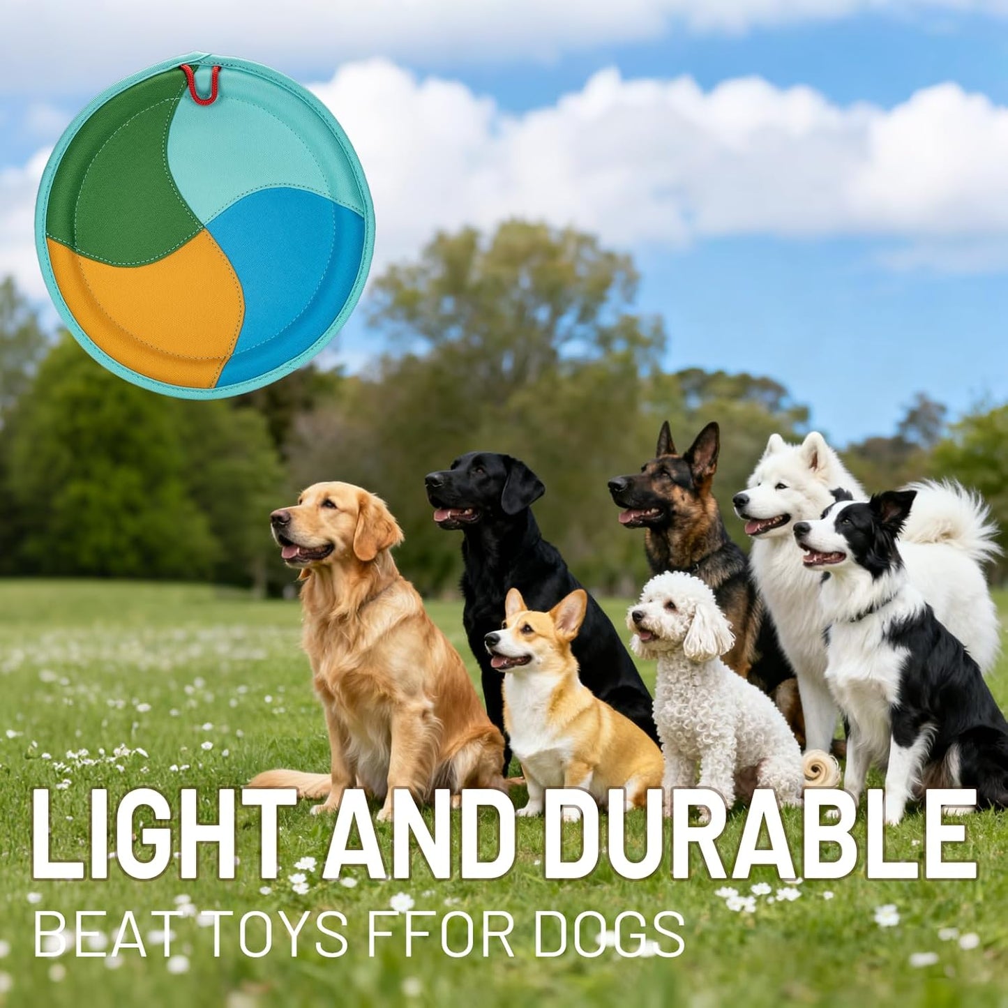 Dog Flying Disc, Durable Dog Flyer, Durable Frisby for Pets, with Soft and Thick Edges, Lightweight and Water Floating, Flying Disc for Training Fetch