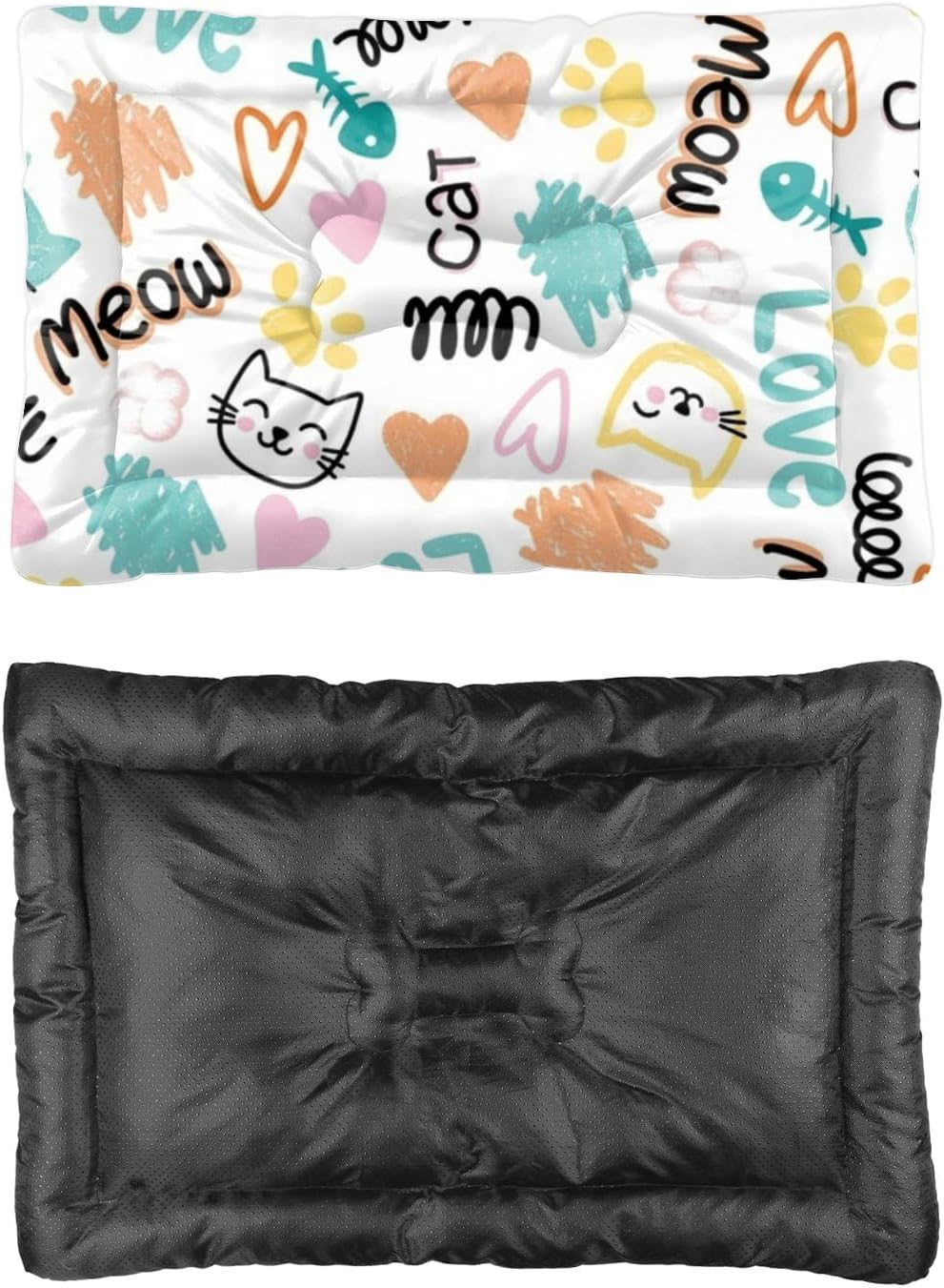 Comfortable Cat Beds with Anti-Slip Bottom, Cute Cats Puppy Supplies Chew Proof Crate Pad Orthopedic Dog Bed Comfy Dog Mattress for Indoor& Outdoor Sofa Cars, Machine Washable 24 X 18 Inch