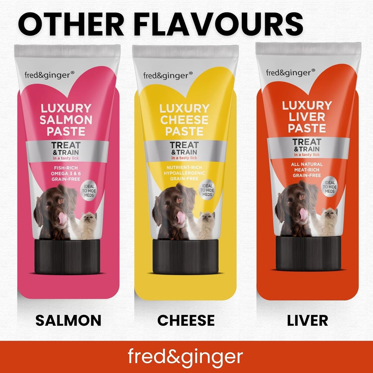 Fred & Ginger Liver Paste Tubes for Dogs and Cats 75g [Pack of 3] Grain Free, Hypoallergenic Luxury Liver Pate Ideal Training Aid, Medication Administering