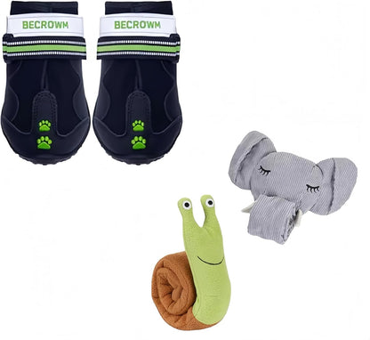 Waterproof Dog Boots+ Dog Toy (Elephant&Snail)