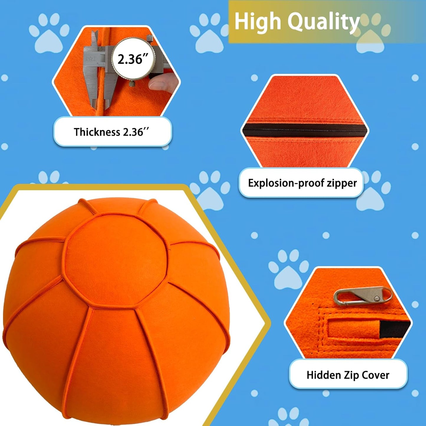 Herding Ball for Dogs, 25" Horse Ball with Cover, Dog Herding Balls Large with Hand Pump, Dog Horse Toys for Play Hurding/Hearding (Orange)