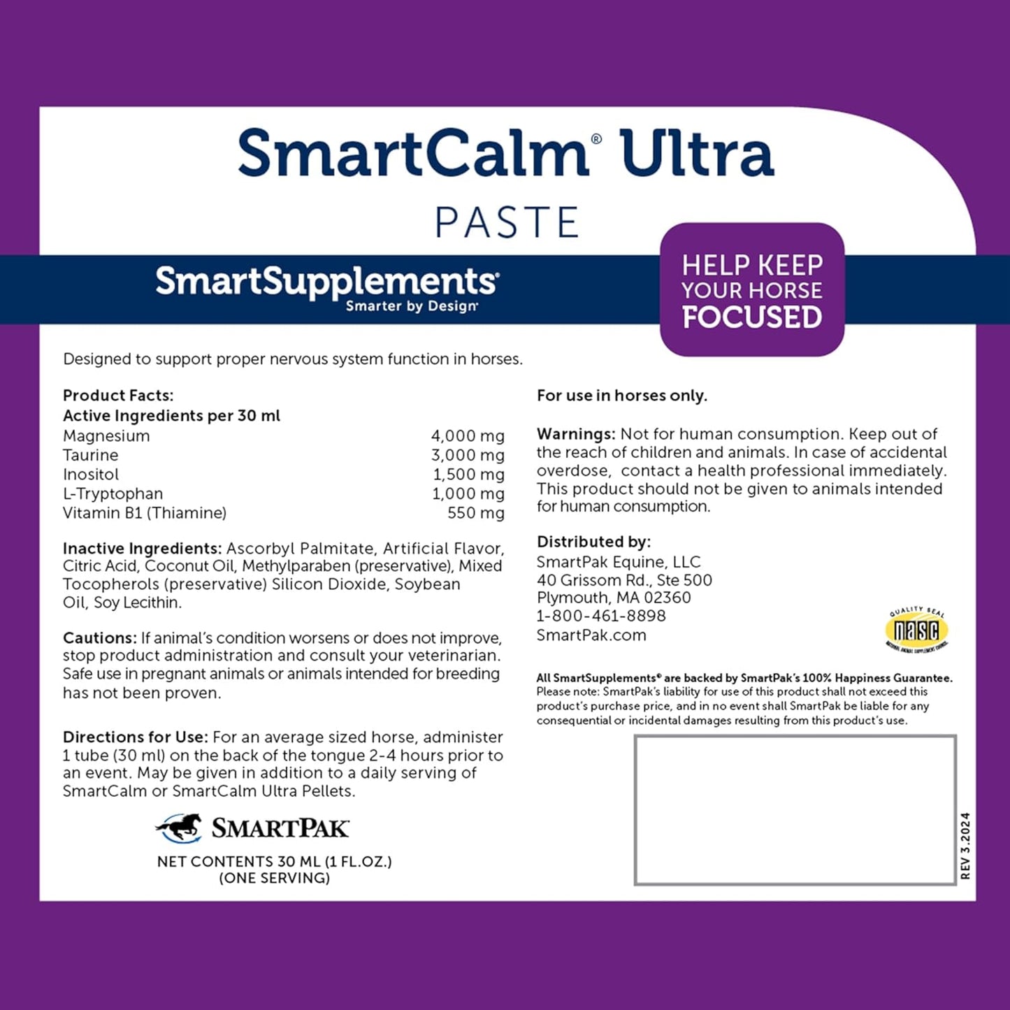 SmartEquine SmartCalm Pellets & SmartCalm Ultra Paste 6 Tubes Bundle, Horse Calming Supplement | No Added Sugar Or Herbs, Dietary Equine Supplement