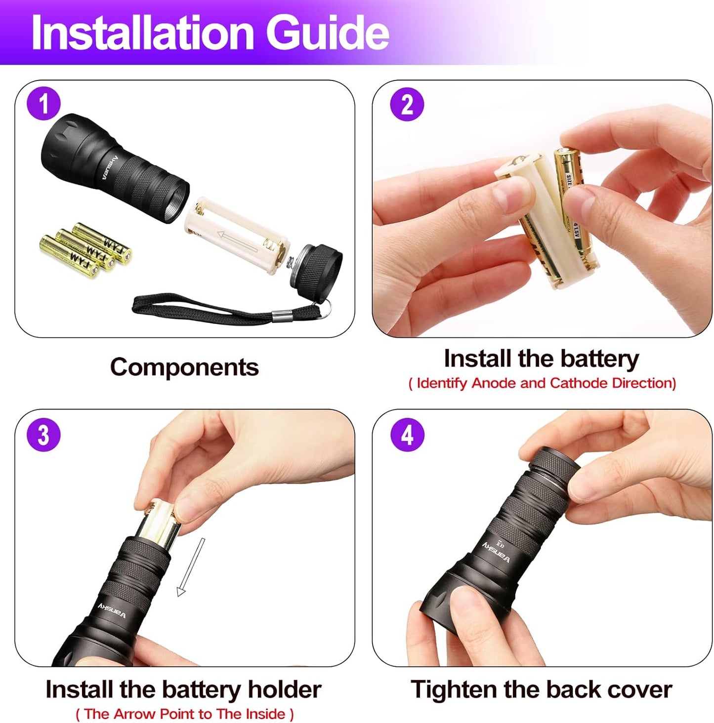 Black Light UV Light Flashlight, 21 LED 395nm Ultraviolet Blacklight Flashlight Mini Pet Urine Detector for Dog/Cat, Dry Stains, Resin Curing, Matching with Pet Odor Eliminator(Batteries are Included)